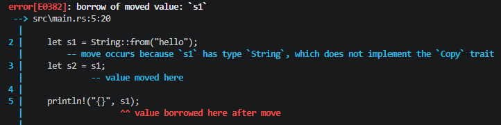 move 소유권 이동 오류 결과